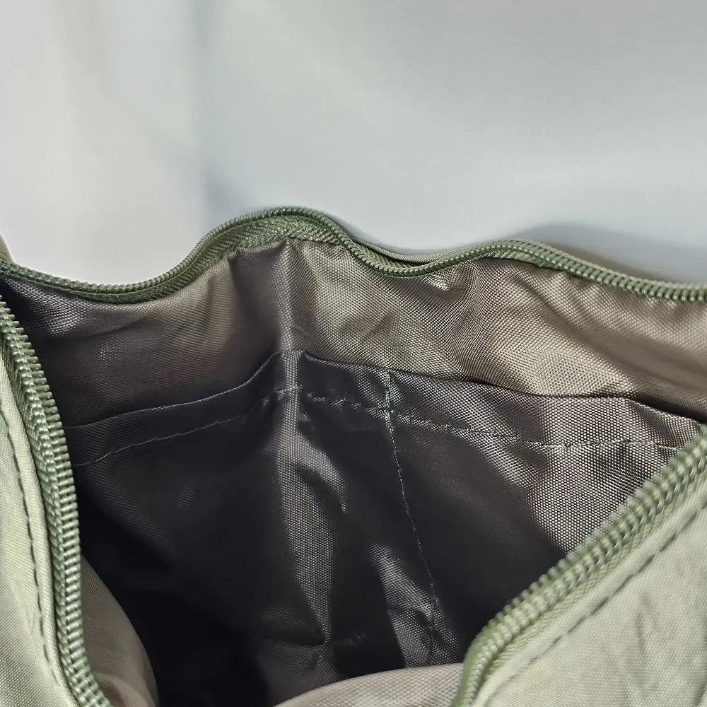 Sage Green Half Moon Nylon Crossbody Bag